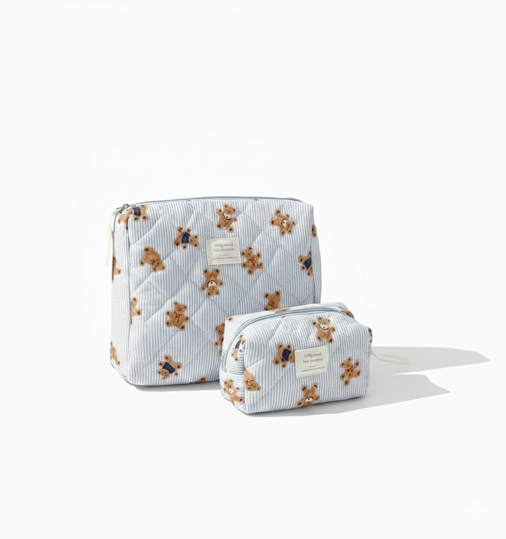 Trousse de Toilette Matelassée Motif Oursons