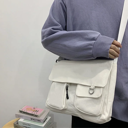 Sac Bandoulière Japonais Kawaii avec Badges et Peluche